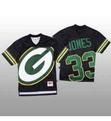 NFL Green Bay Packers 33 Aaron Jones Black Men Mitchell  26 Nell Big Face Fashion Limited NFL Jersey