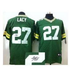 Nike Green Bay Packers 27 Eddie Lacy Green Elite Signed NFL Jersey