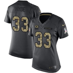 Nike Packers #33 Micah Hyde Black Womens Stitched NFL Limited 2016 Salute to Service Jersey