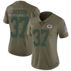 Nike Packers #37 Josh Jackson Olive Womens Stitched NFL Limited 2017 Salute to Service Jersey