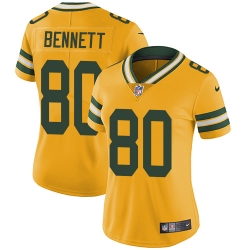 Nike Packers #80 Martellus Bennett Yellow Womens Stitched NFL Limited Rush Jersey