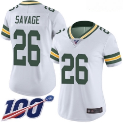 Packers #26 Darnell Savage White Women Stitched Football 100th Season Vapor Limited Jersey