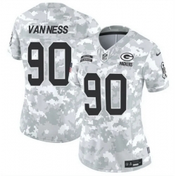 Women Green Bay Packers 90 Lukas Van Ness 2024 F U S E Arctic Camo Salute To Service Limited Stitched Football Jersey