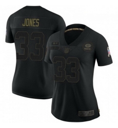 Women Nike Green Bay Packers 33 Aaron Jones 2020 Black Salute To Service Jersey