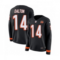 Womens Nike Cincinnati Bengals 14 Andy Dalton Limited Black Therma Long Sleeve NFL Jersey