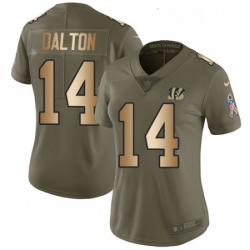 Womens Nike Cincinnati Bengals 14 Andy Dalton Limited OliveGold 2017 Salute to Service NFL Jersey