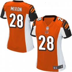 Womens Nike Cincinnati Bengals 28 Joe Mixon Game Orange Alternate NFL Jersey