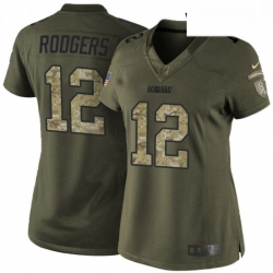 Womens Nike Green Bay Packers 12 Aaron Rodgers Elite Green Salute to Service NFL Jersey