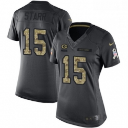 Womens Nike Green Bay Packers 15 Bart Starr Limited Black 2016 Salute to Service NFL Jersey