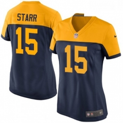 Womens Nike Green Bay Packers 15 Bart Starr Limited Navy Blue Alternate NFL Jersey