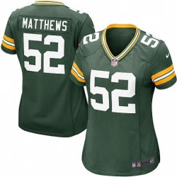 Womens Nike Green Bay Packers 52 Clay Matthews Game Green Team Color NFL Jersey