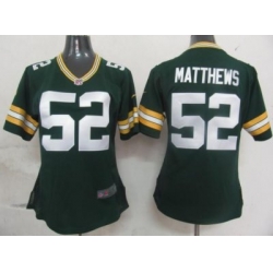 Womens Nike Green Bay Packers 52 Matthews Green Nike NFL Jerseys