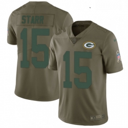 Youth Nike Green Bay Packers 15 Bart Starr Limited Olive 2017 Salute to Service NFL Jersey