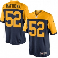 Youth Nike Green Bay Packers 52 Clay Matthews Limited Navy Blue Alternate NFL Jersey