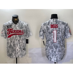 Men Houston Texans 1 Stefon Diggs Camo With Patch Cool Base Stitched Baseball Jersey