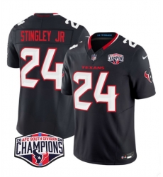 Men Houston Texans 24 Derek Stingley Jr  Navy F U S E  2024 AFC South Division Champions Vapor Limited Stitched Football Jersey