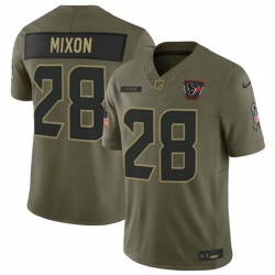 Men Houston Texans 28 Joe Mixon Olive 2025 F U S E  Salute to Service Limited Stitched Football Jersey