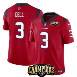 Men Houston Texans 3 Tank Dell Red 2023 F U S E  AFC South Champions Patch Vapor Untouchable Limited Stitched Football Jersey