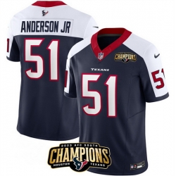 Men Houston Texans 51 Will Anderson Jr  Navy White 2023 F U S E  AFC South Champions Patch Limited Stitched Football Jersey