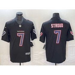 Men Houston Texans 7 C J  Stroud Black Fashion With Patch Vapor Untouchable Limited Stitched Football Jersey