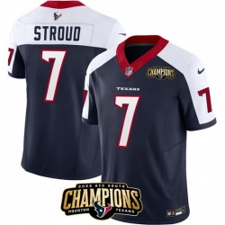 Men Houston Texans 7 C J  Stroud Navy White 2023 F U S E  AFC South Champions Patch Limited Stitched Football Jersey