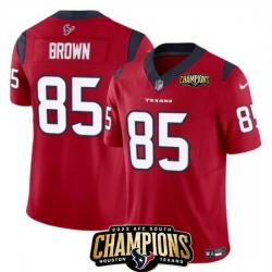 Men Houston Texans 85 Noah Brown Red 2023 F U S E  AFC South Champions Patch Vapor Untouchable Limited Stitched Football Jersey