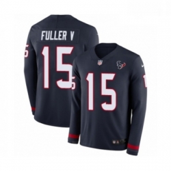 Men Nike Houston Texans 15 Will Fuller V Limited Navy Blue Therma Long Sleeve NFL Jersey