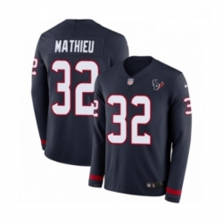 Men Nike Houston Texans 32 Tyrann Mathieu Limited Navy Blue Therma Long Sleeve NFL Jersey