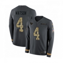 Men Nike Houston Texans 4 Deshaun Watson Limited Black Salute to Service Therma Long Sleeve NFL Jersey