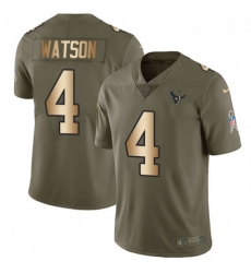 Men Nike Houston Texans 4 Deshaun Watson Limited OliveGold 2017 Salute to Service NFL Jersey