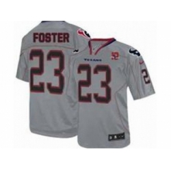 Nike Houston Texans 23 Arian Foster Grey Elite W 10th Patch NFL Jersey