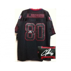 Nike Houston Texans 80 Andre Johnson Black Elite Light Out Signed NFL Jersey