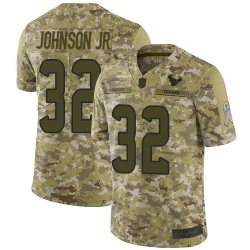 Texans 32 Lonnie Johnson Jr  Camo Men Stitched Football Limited 2018 Salute To Service Jersey