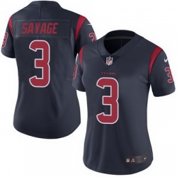 Nike Texans #3 Tom Savage Navy Blue Womens Stitched NFL Limited Rush Jersey