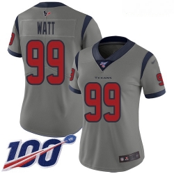 Texans #99 J J  Watt Gray Women Stitched Football Limited Inverted Legend 100th Season Jersey