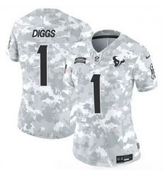 Women Houston Texans 1 Stefon Diggs 2024 F U S E Arctic Camo Salute To Service Limited Stitched Football Jersey