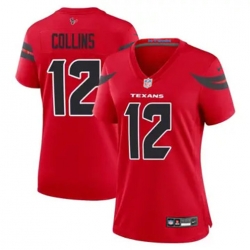 Women Houston Texans 12 Nico Collins Red 2024 2nd Alternate F U S E Vapor Stitched Jersey