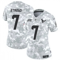 Women Houston Texans 7 C J  Stroud 2024 F U S E Arctic Camo Salute To Service Limited Stitched Football Jersey