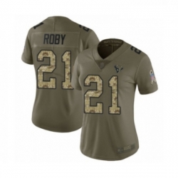 Womens Houston Texans 21 Bradley Roby Limited Olive Camo 2017 Salute to Service Football Jersey