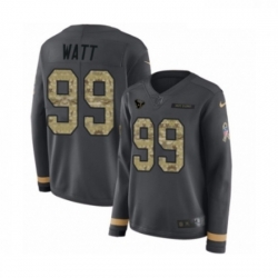 Womens Nike Houston Texans 99 JJ Watt Limited Black Salute to Service Therma Long Sleeve NFL Jersey