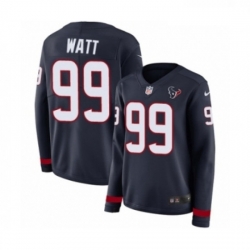 Womens Nike Houston Texans 99 JJ Watt Limited Navy Blue Therma Long Sleeve NFL Jersey