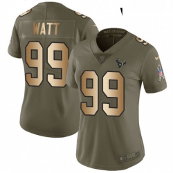 Womens Nike Houston Texans 99 JJ Watt Limited OliveGold 2017 Salute to Service NFL Jersey