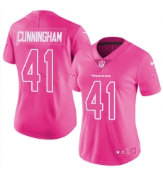 Womens Nike Texans #41 Zach Cunningham Pink  Stitched NFL Limited Rush Fashion Jersey