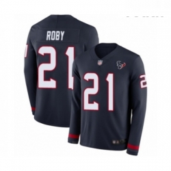 Youth Houston Texans 21 Bradley Roby Limited Navy Blue Therma Long Sleeve Football Jersey