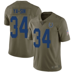 Colts 34 Rock Ya Sin Olive Men Stitched Football Limited 2017 Salute To Service Jersey