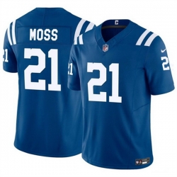 Men Indianapolis Colts 21 Zack Moss Blue 2023 F U S E  Vapor Untouchable Limited Stitched Football Jersey