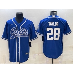 Men Indianapolis Colts 28 Jonathan Taylor Royal Cool Base Stitched Baseball Jersey