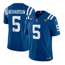 Men Indianapolis Colts 5 Anthony Richardson Blue 2023 F U S E  1 Star C Patch And With John Madden Patch Vapor Limited Stitched Football Jersey