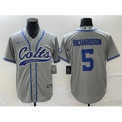 Men Indianapolis Colts 5 Anthony Richardson Gray Cool Base Stitched Baseball Jersey