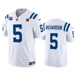 Men Indianapolis Colts 5 Anthony Richardson White 2023 F U S E  1 Star C Patch And With John Madden Patch Vapor Limited Stitched Football Jersey
